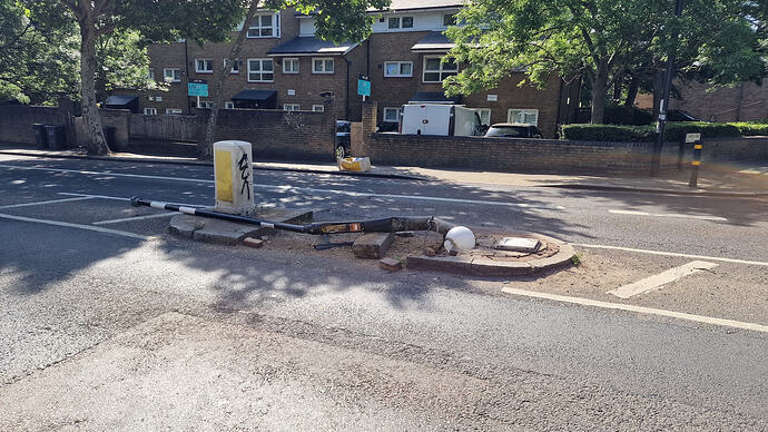 Traffic island demolished on Waldram Park Road