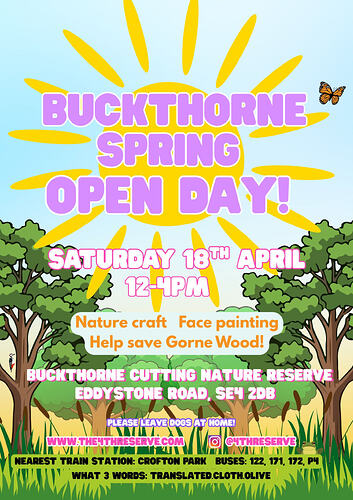 Buckthorne Cutting Nature Reserve Spring Open Day - 18/4/26
